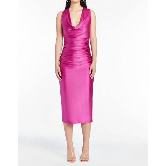 NEW AMANDA UPRICHARD kahlo dress in bold fuschia - Picture 2 of 5